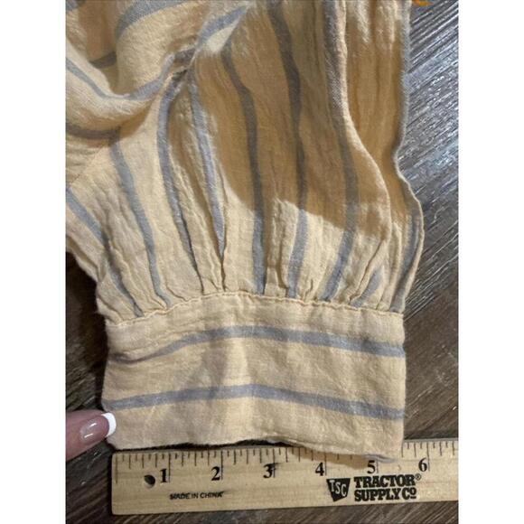 Stark X Striped Small 100% Linen Minimalist Organic Luxury Natural Blouse Small - Picture 14 of 15